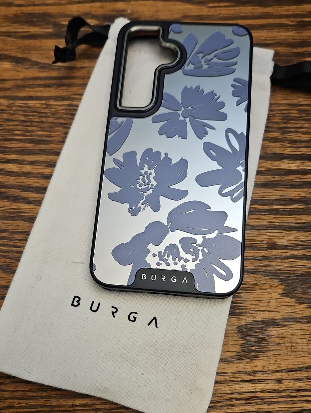 BURGA Floral Mirror Phone Case in Silver and Gray